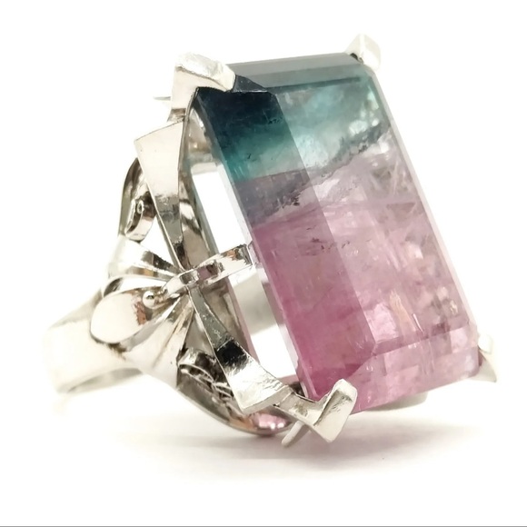 Jewelry Ring Watermelon Tourmaline 29.01ct Platinum 426199 - Picture 3 of 9
